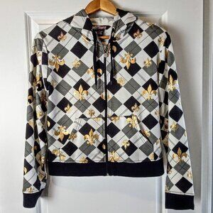 Crest Gold Metallic Fleur De Lis Cotton Zip Hoodie